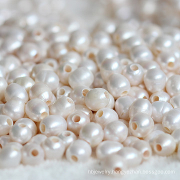 10-11mm Large Hole Rice Freshwater Pearl Bead Strands (E180011)